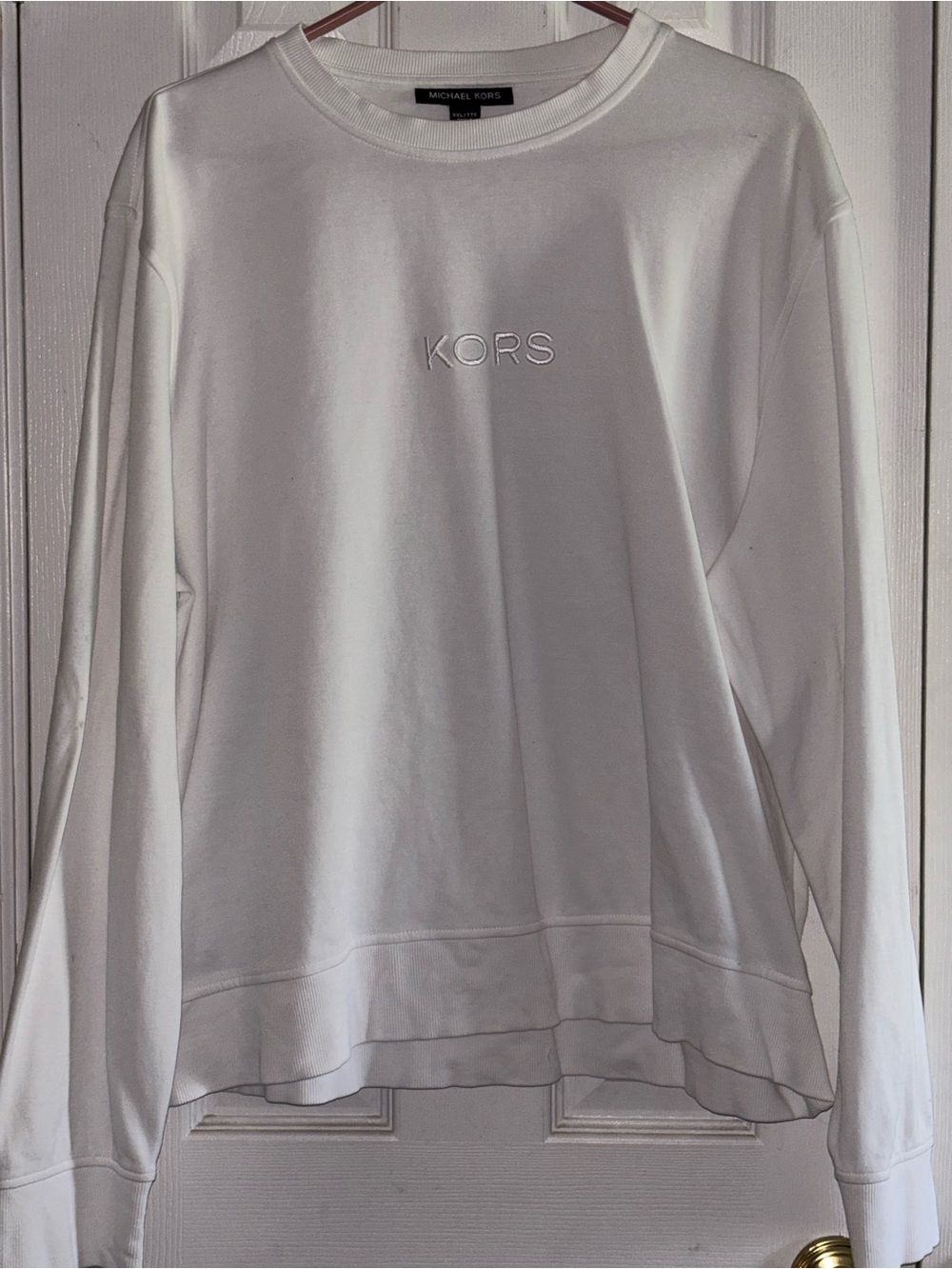 Michael Kors White Embroidered KORS Crewneck Sweatshirt